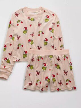 American Eagle Grinch Plush Candy Cane Christmas / Holiday Pajamas!